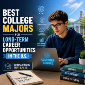 Student studying computer science, illustrating a top college major for long-term U.S. career opportunities