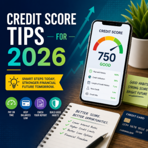 Person reviewing credit score tips and financial profile improvement strategies for 2026