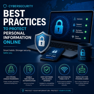 Icons for strong passwords, two-factor authentication, software updates, and phishing scam awareness