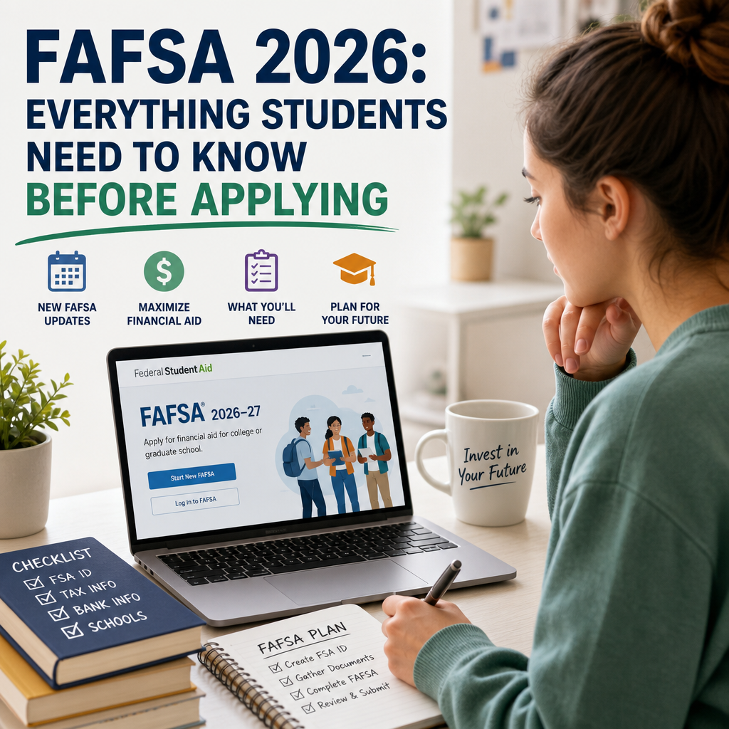 FAFSA 2026 guide for students with financial aid tips, application updates, and college planning