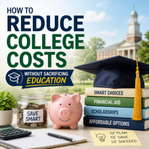 Student reviewing financial aid and scholarship options to reduce college costs and keep education affordable