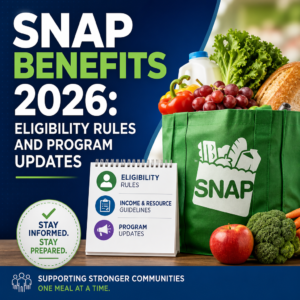 Fresh groceries in a green bag illustrating SNAP eligibility rules and benefits updates