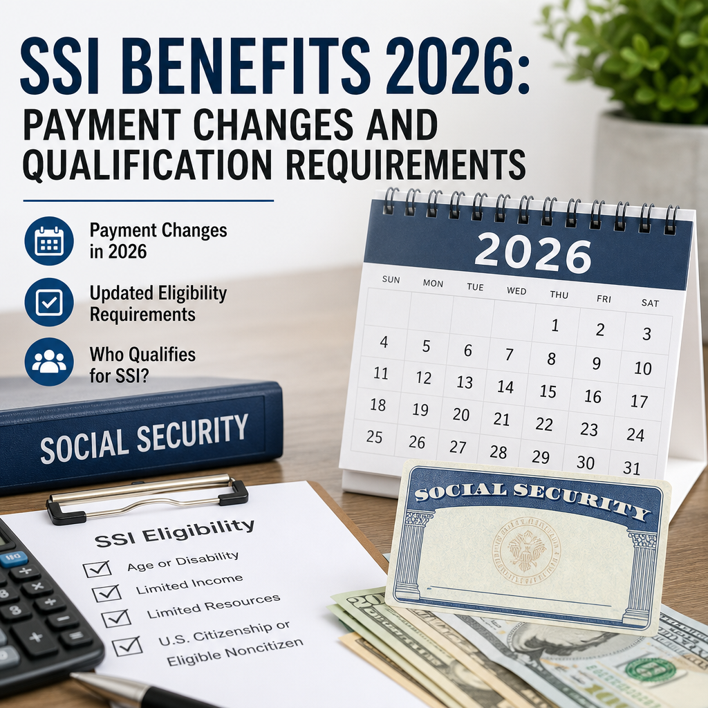 SSI benefits 2026 chart showing payment changes, eligibility requirements, and qualification details